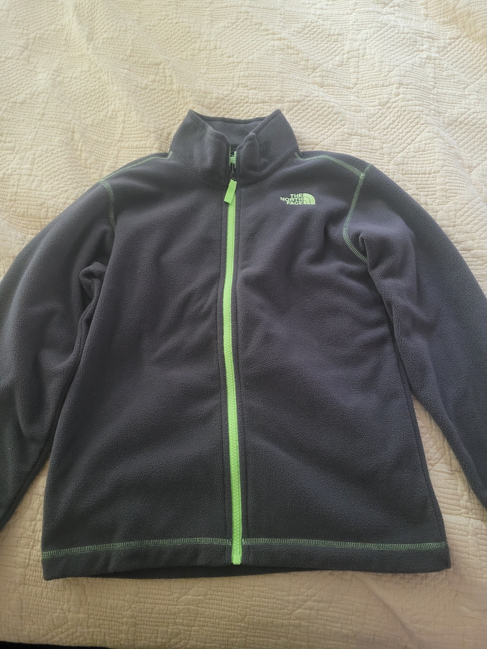 The North Face Black Fleece Kid's Jacket with Lime Green Zipper